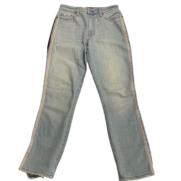 ABERCROMBIE & FITCH SIMONE HIGH RISE STRAIGHT JEANS, distressed crop sz 27/ 4 - Picture 2 of 8